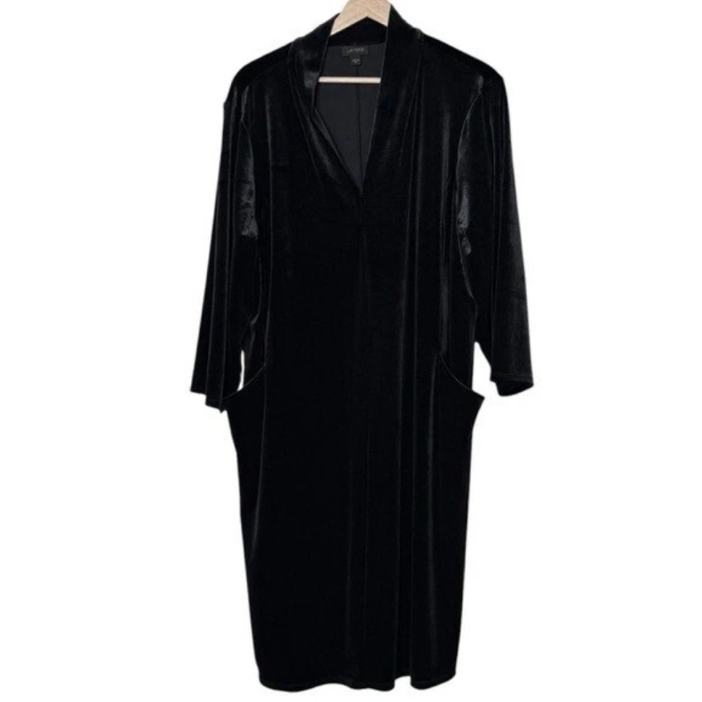 J.Jill Black Velvet Dress V Neck with Pockets
